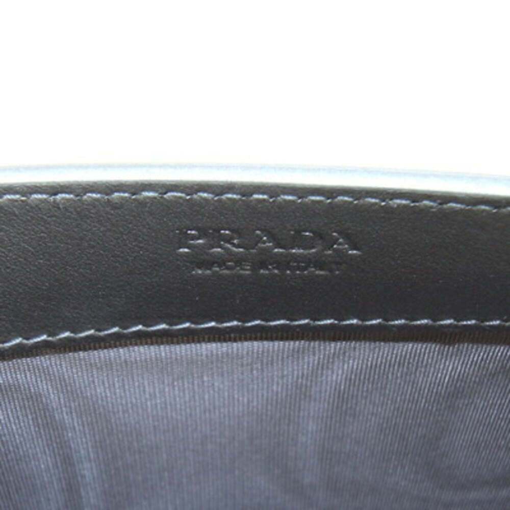Prada Shoulder Bag 1BP016 Silver Leather Pochette Wallet Women's PRADA - Picture 4 of 9